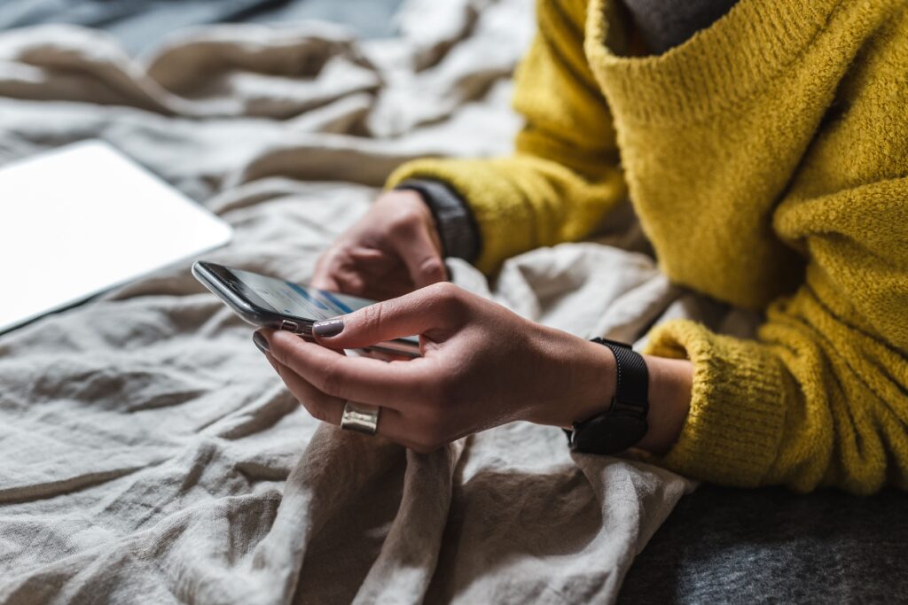 woman and phone